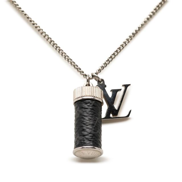 ルイ ヴィトン モノグラム エクリプス コリエチャームズ ネックレス M63641 ブラック シルバー メタル PVC メンズ LOUIS VUITTON【中古】