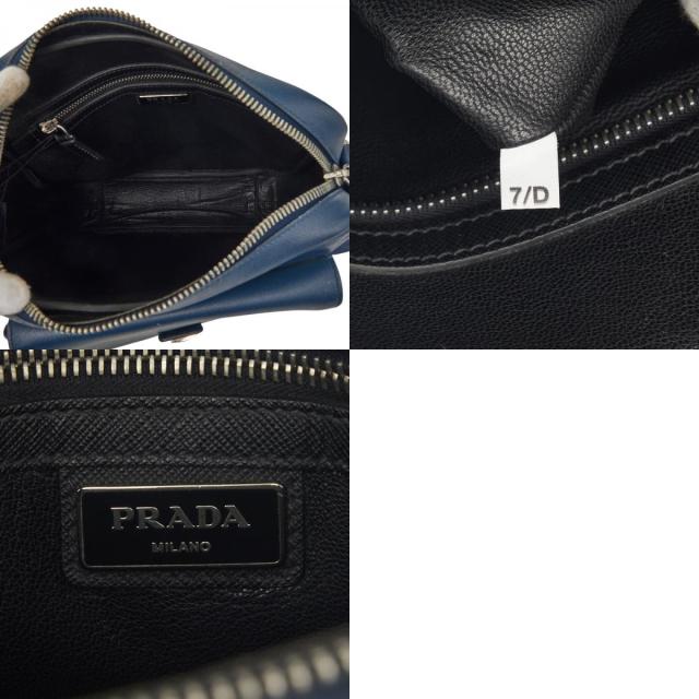 プラダ 三角ロゴプレート 斜め掛け ショルダーバッグ ネイビー サフィアーノレザー レディース PRADA 【中古】_9
