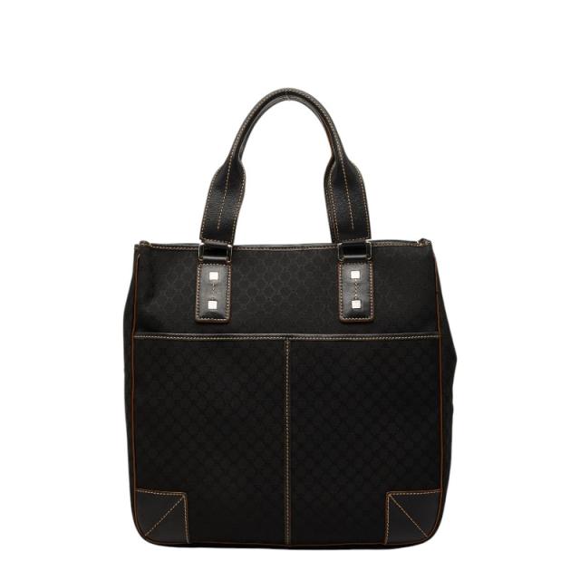 セリーヌ マカダム ハンドバッグ ブラック キャンバス レザー レディース CELINE 【中古】