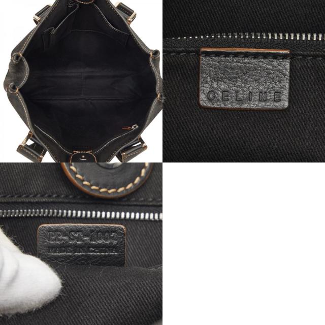 セリーヌ マカダム ハンドバッグ ブラック キャンバス レザー レディース CELINE 【中古】_9