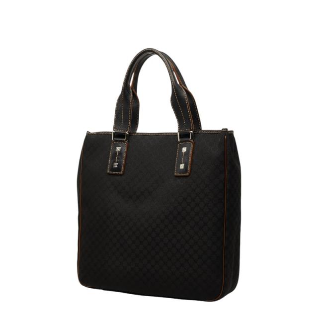 セリーヌ マカダム ハンドバッグ ブラック キャンバス レザー レディース CELINE 【中古】_1