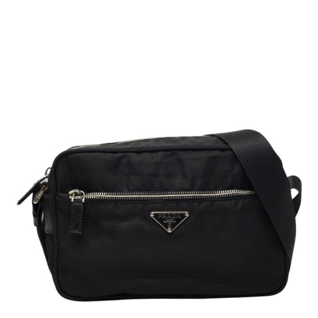プラダ 三角ロゴプレート ショルダーバッグ BT0167 ブラック ナイロン レディース PRADA 【中古】