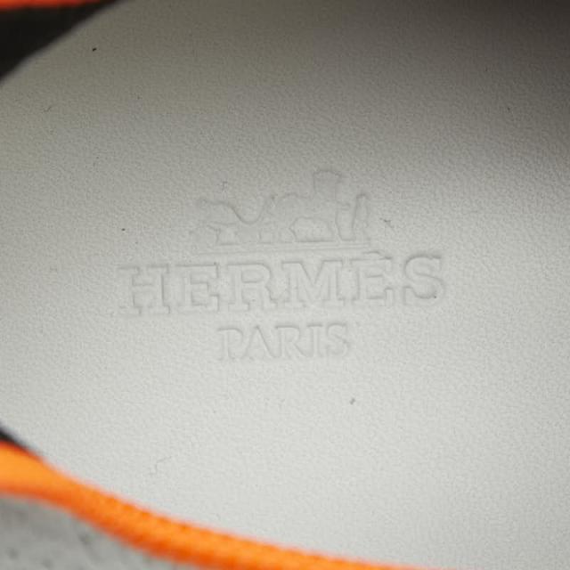 エルメス Hロゴ エクレール スニーカー スリッポン サイズ：41 1/2 ホワイト オレンジ ファブリック メンズ HERMES 【中古】_6