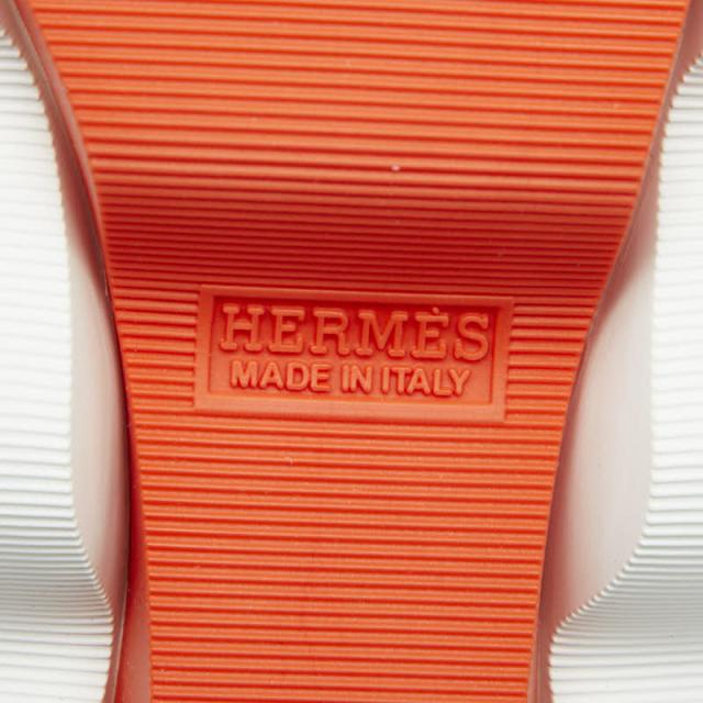エルメス Hロゴ エクレール スニーカー スリッポン サイズ：41 1/2 ホワイト オレンジ ファブリック メンズ HERMES 【中古】_7