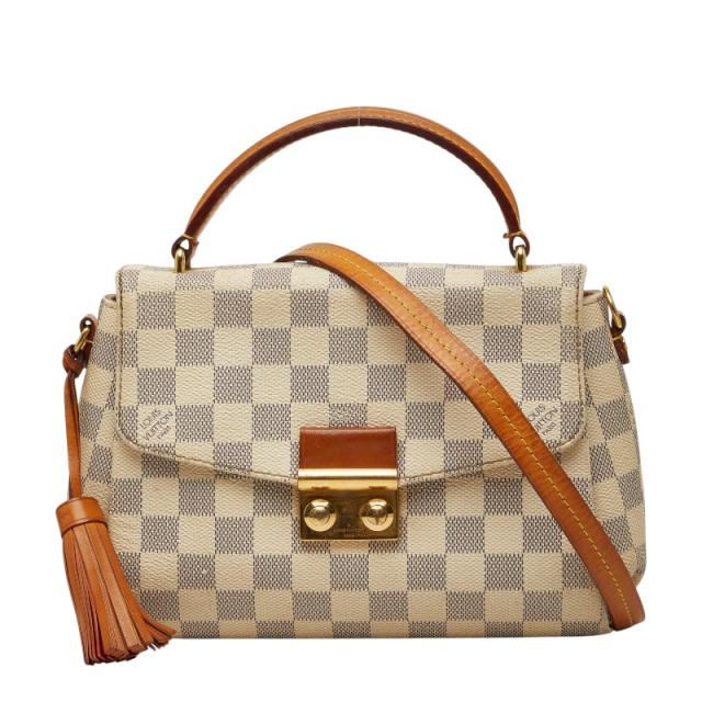 ルイ ヴィトン ダミエ アズール クロワゼット ハンドバッグ ショルダーバッグ 2WAY N41581 ホワイト PVC レザー LOUIS VUITTON 【中古】