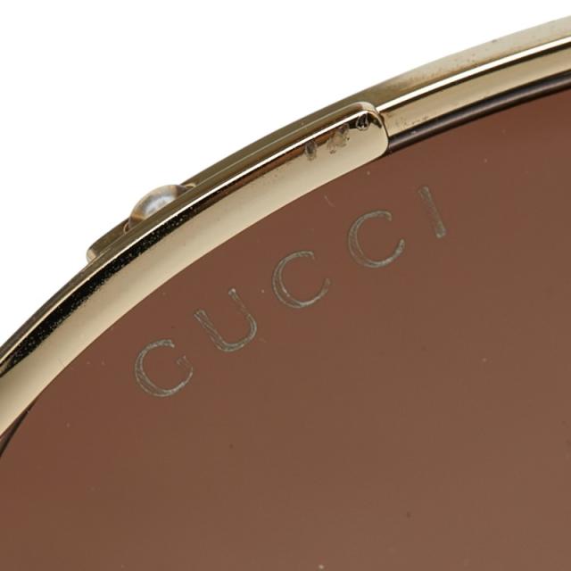 グッチ アジアンフィット UVカット サングラス GG0650SK ブラウン ピンク プラスチック メッキ レディース GUCCI 【中古】_4