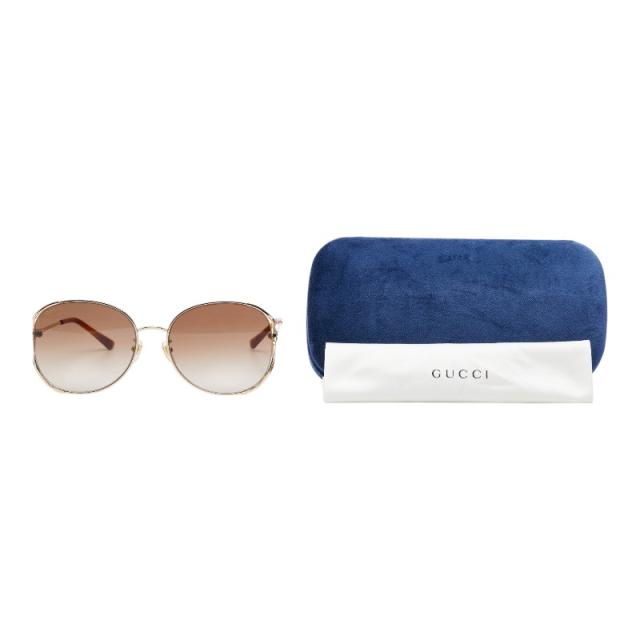 グッチ アジアンフィット UVカット サングラス GG0650SK ブラウン ピンク プラスチック メッキ レディース GUCCI 【中古】_7