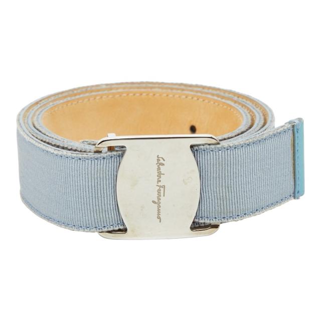 サルヴァトーレフェラガモ ヴァラ 胴締め ともし火青味 帆布 レディース Salvatore Ferragamo 【中古】