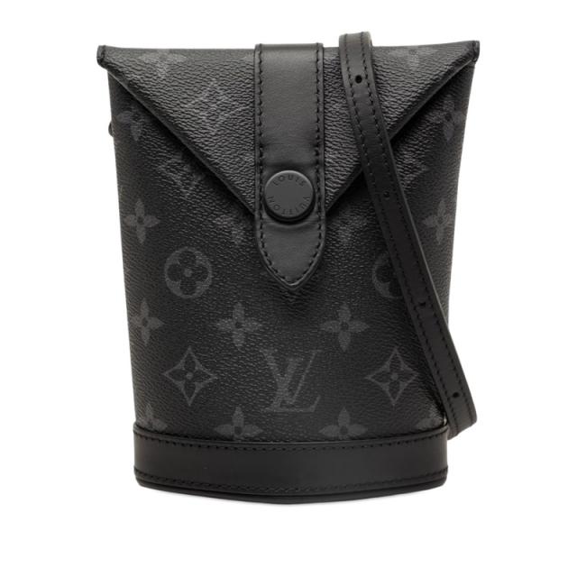 ルイ ヴィトン モノグラム エクリプス エンベロップ ポーチ ショルダーバッグ ブラック グレー PVC レザー メンズ LOUIS VUITTON【中古】