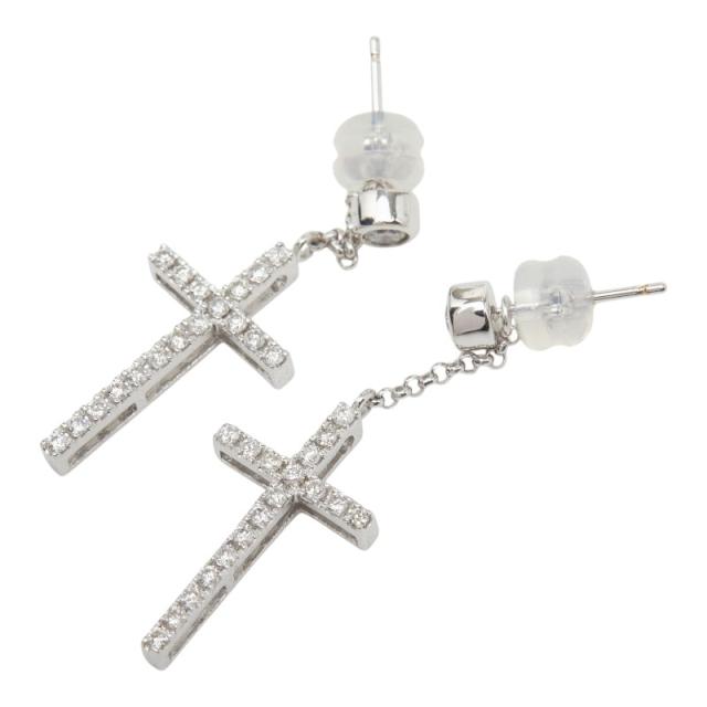 K18WG ホワイトゴールド ダイヤ0.20ct ダイヤ0.30ct クロスモチーフ