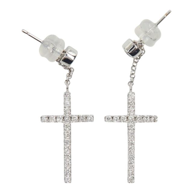 K18WG ホワイトゴールド ダイヤ0.20ct ダイヤ0.30ct クロスモチーフ
