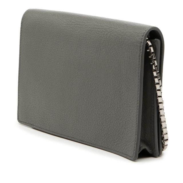 バレンシアガ クラシック メタリック エッジ チェーン ウォレット ショルダー 444169 グレー レザー レディース BALENCIAGA 【中古】_1