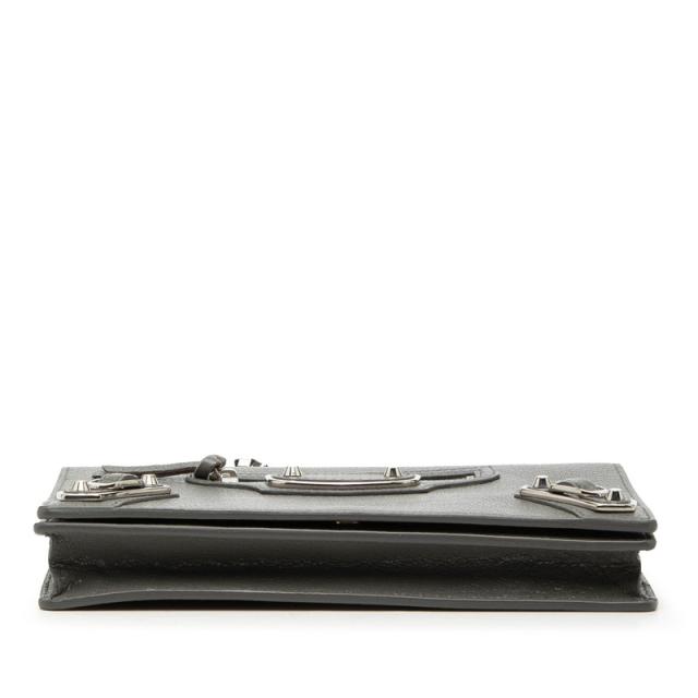バレンシアガ クラシック メタリック エッジ チェーン ウォレット ショルダー 444169 グレー レザー レディース BALENCIAGA 【中古】_2