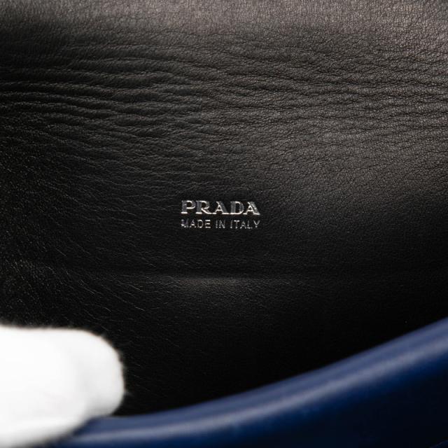 プラダ フラップ チェーン ショルダーバッグ ネイビー レザー レディース PRADA 【中古】