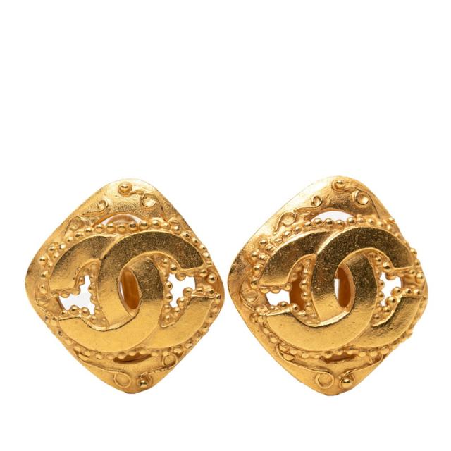 シャネル ココマーク ロゴ イヤリング 96A刻印 ヴィンテージ ゴールド メッキ レディース CHANEL 【中古】