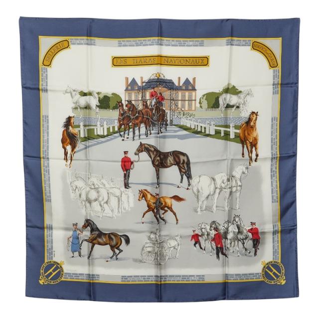 エルメス★カレ90　Les haras nationau　国立種馬飼育場 939 エルメス カレ90 LES HARAS NATIONAUX 国立種馬飼育場 スカーフ ライト