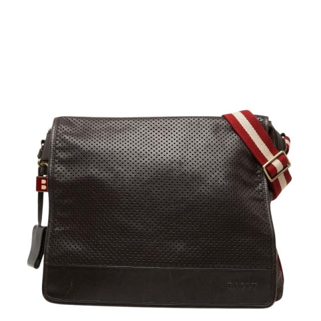 バリー 斜め掛け ショルダーバッグ ブラウン レザー メンズ BALLY 【中古】