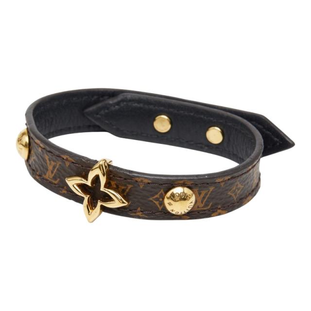 ルイ ヴィトン モノグラム ブラスレ ブルーミング ブレスレット #17 M6534 ブラウン PVC レザー レディース LOUIS VUITTON 【中古】