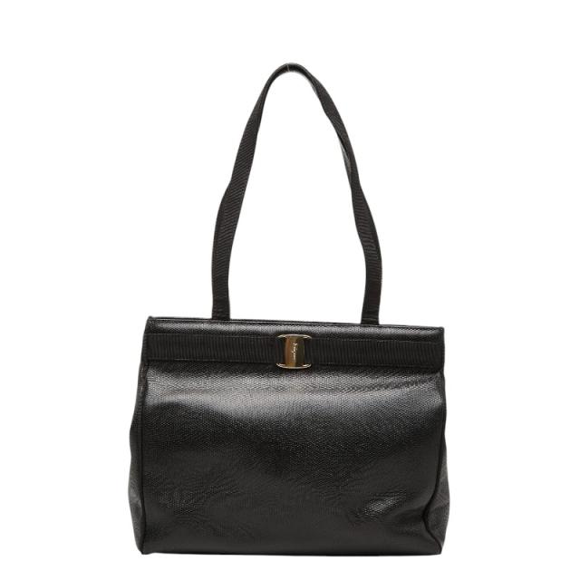 サルヴァトーレフェラガモ ヴァラ リザード型押し トートバッグ BA21 2530 ブラック レザー レディース Salvatore Ferragamo 【中古】