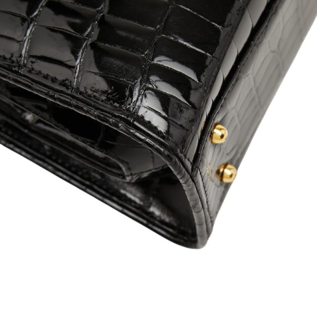 ノーブランド ハンドバッグ ブラック クロコダイル レディース no brand 【中古】_6