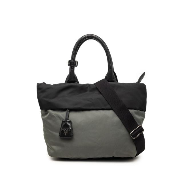 プラダ ハンドバッグ ショルダーバッグ 2WAY 1BG521 ブラック グレー ナイロン レディース PRADA 【中古】