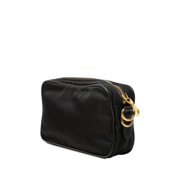 プラダ 三角ロゴプレート 斜め掛け ショルダーバッグ BT0773 ブラック ナイロン レザー レディース PRADA 【中古】_1