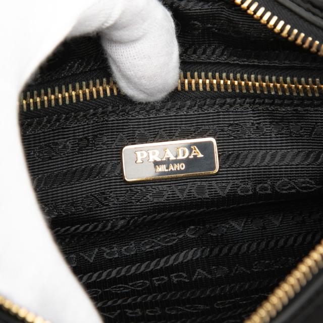 プラダ 三角ロゴプレート 斜め掛け ショルダーバッグ BT0773 ブラック ナイロン レザー レディース PRADA 【中古】_4
