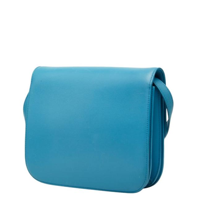 セリーヌ クラシックボックス ミディアム ショルダーバッグ ライトブルー レザー レディース CELINE 【中古】_1
