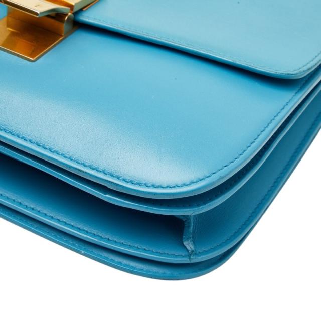 セリーヌ クラシックボックス ミディアム ショルダーバッグ ライトブルー レザー レディース CELINE 【中古】_3