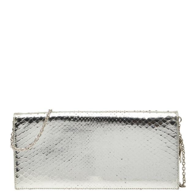 ディオール クラッチバッグ チェーンショルダーバッグ 2WAY シルバー パイソン レディース Dior 【中古】