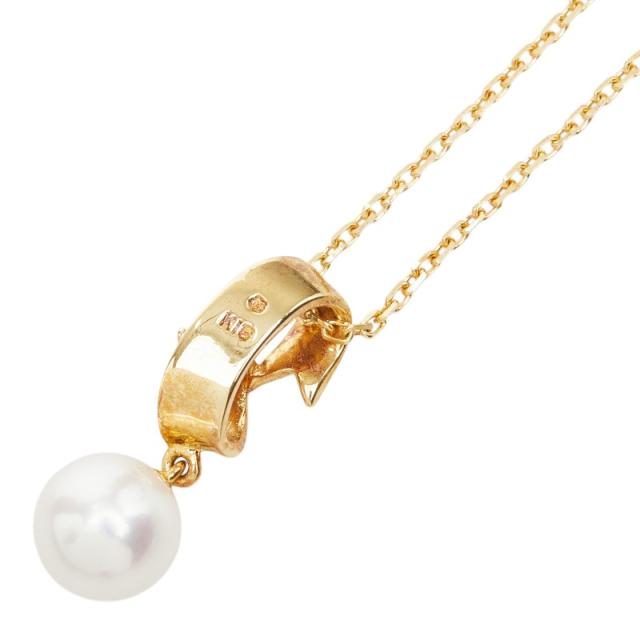 ミキモト 真珠 K18YG イエローゴールド アコヤパール7.1mm ペンダント ネックレス レディース MIKIMOTO 中古