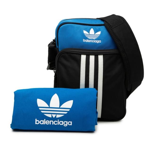 バレンシアガ アディダス 斜め掛け ショルダーバッグ クロスボディ 725437 ブラック ブルー ナイロン メンズ BALENCIAGA adidas 【中古】_6