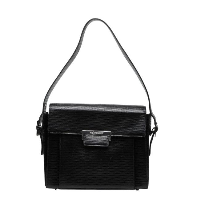 サンローラン 型押し ワンショルダーバッグ ブラック レザー レディース SAINT LAURENT 【中古】