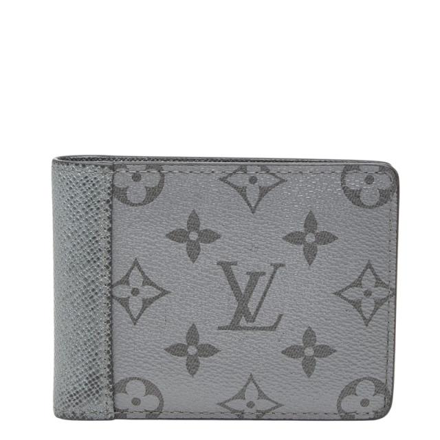 ルイ ヴィトン タイガラマ ポルトフォイユ ミュルティプル 二つ折り財布 M30843 シルバー レザー レディース LOUIS VUITTON 【中古】