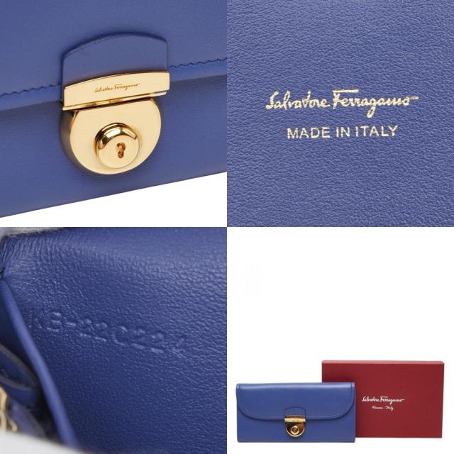 サルヴァトーレフェラガモ 長財布 KB-22C224 ライトブルー レザー レディース Salvatore Ferragamo 【中古】_9