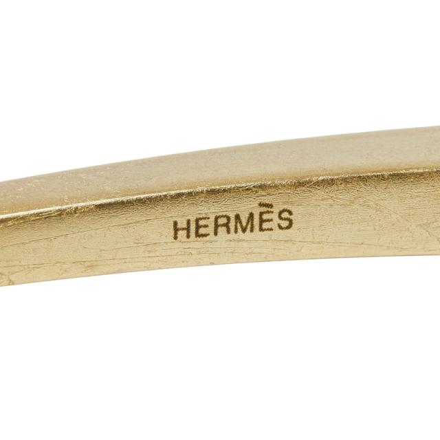 エルメス かんざし 木目 ヘアアクセサリー 髪飾り ブラウン ゴールド ウッド メッキ レディース HERMES 【中古】_3