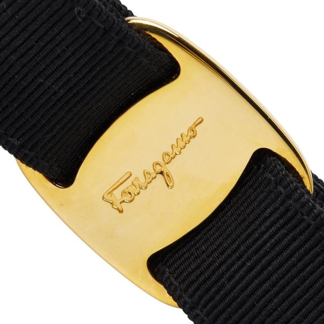 サルヴァトーレフェラガモ ヴァラ リボン チェーン キーホルダー ブラック ゴールド キャンバス メッキ Salvatore Ferragamo 【中古】_2