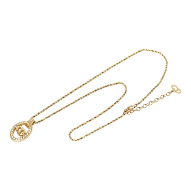 ディオール ロゴ ネックレス ゴールド メッキ ラインストーン レディース Dior 【中古】_3