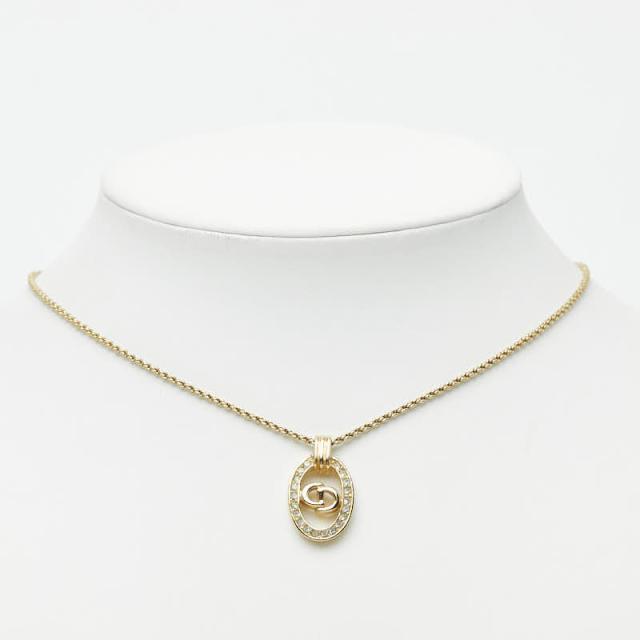 ディオール ロゴ ネックレス ゴールド メッキ ラインストーン レディース Dior 【中古】_6