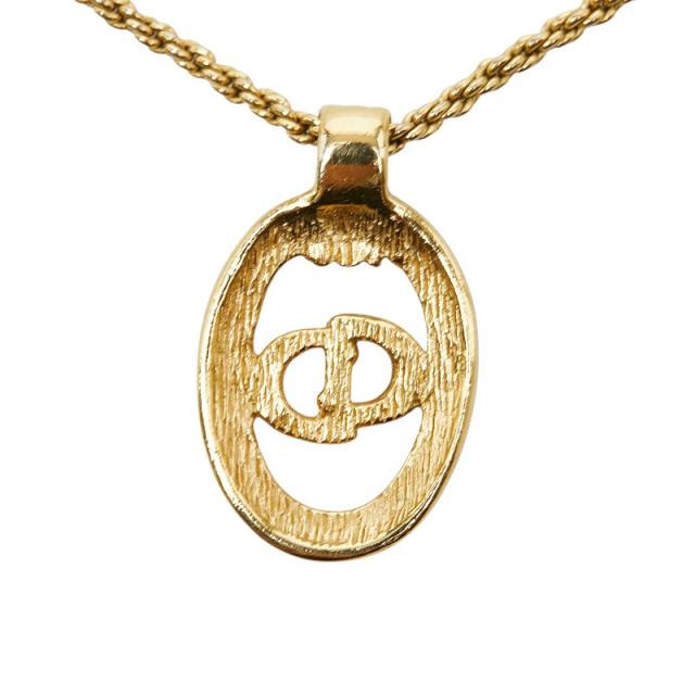 ディオール ロゴ ネックレス ゴールド メッキ ラインストーン レディース Dior 【中古】_2