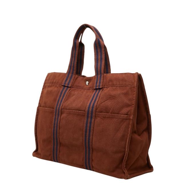 エルメス フールトゥGM ハンドバッグ トートバッグ ブラウン ネイビー キャンバス レディース HERMES 【中古】_1