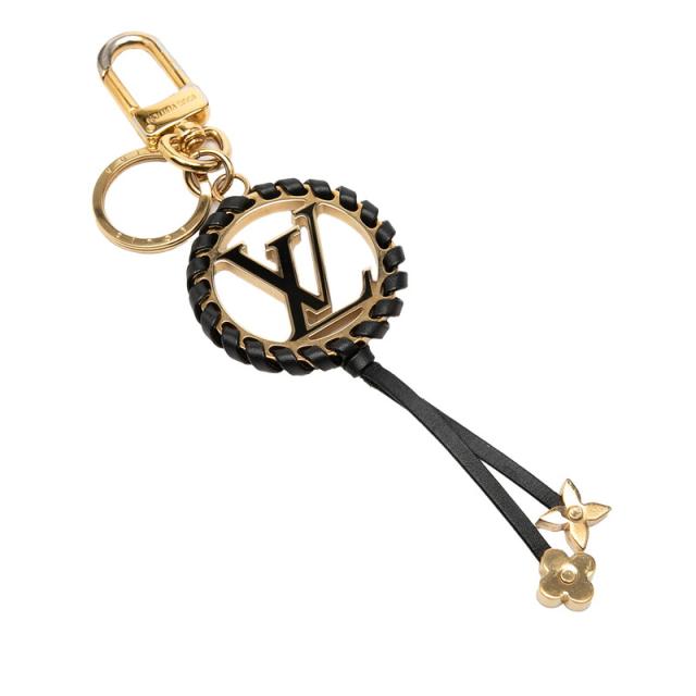 ルイ ヴィトン ポルト クレ ベリー キーホルダー バッグチャーム M63082 ブラック ゴールド レザー メッキ LOUIS VUITTON 【中古】