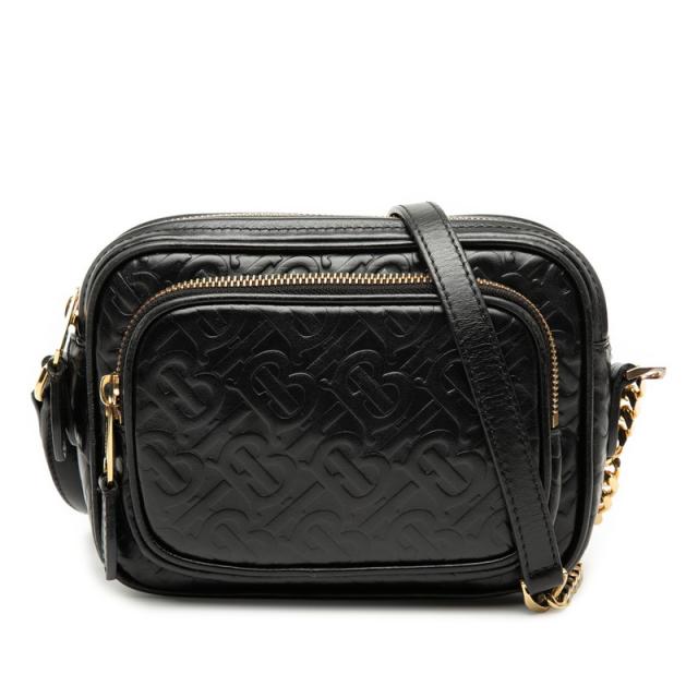 バーバリー TBロゴ 斜め掛け チェーン ショルダーバッグ ブラック レザー レディース BURBERRY 【中古】 35,815円