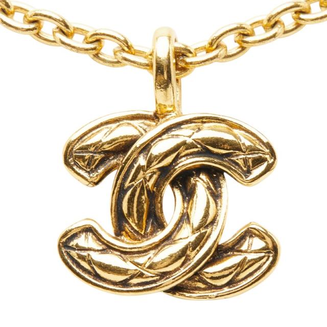 シャネル ココマーク マトラッセ チェーン ペンダント ネックレス ゴールド メッキ レディース CHANEL 【中古】_1