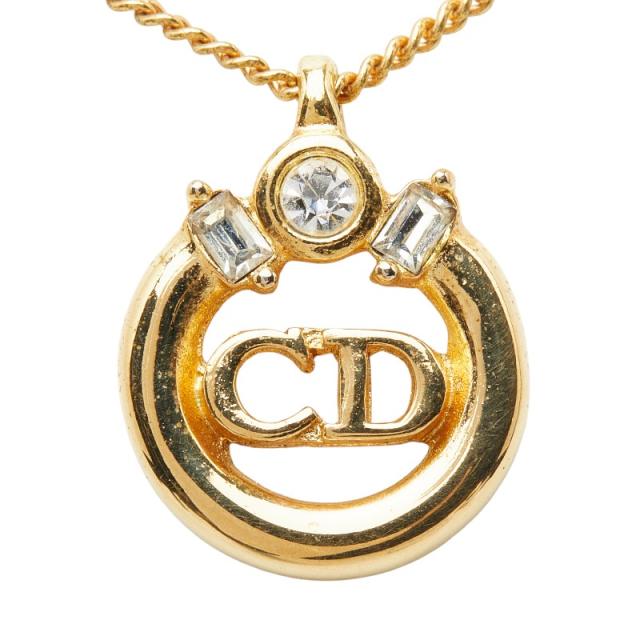 ディオール CDロゴ ペンダント ネックレス ゴールド メッキ ラインストーン レディース Dior 【中古】_1