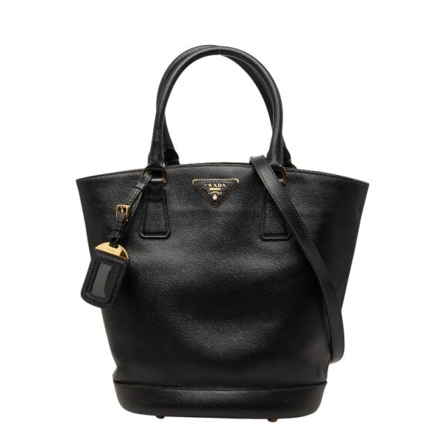 良品 PRADA プラダ 肩掛け トートバッグ ブラック ナイロン 三角ロゴ