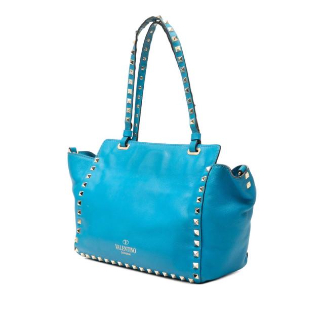 ヴァレンティノ ロックスタッズ ハンドバッグ ショルダーバッグ 2WAY ライトブルー レザー レディース VALENTINO 【中古】_1