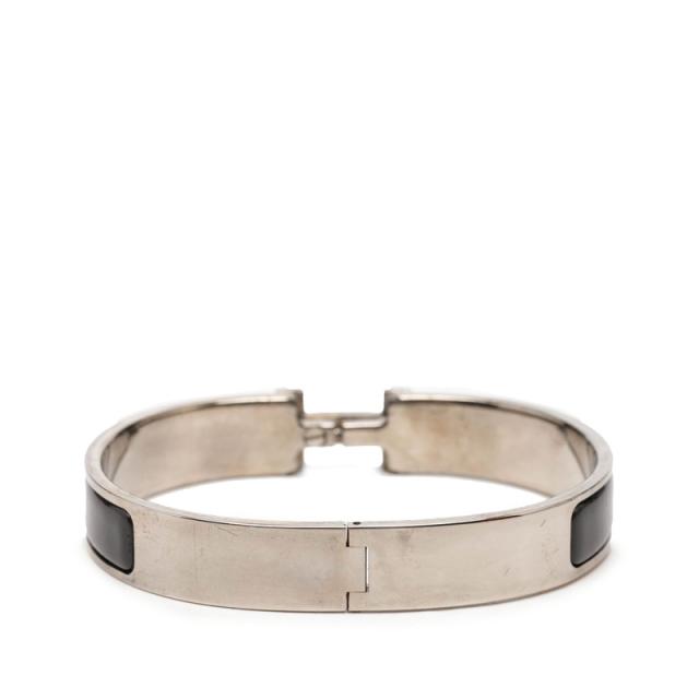 エルメス クリックH TGM Hロゴ エナメルブレスレット バングル ブラック シルバー メタル レディース HERMES 【中古】_2