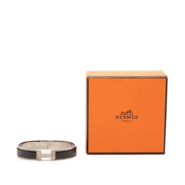 エルメス クリックH TGM Hロゴ エナメルブレスレット バングル ブラック シルバー メタル レディース HERMES 【中古】_5