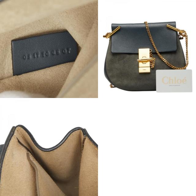 クロエ ドリュー ショルダーバッグ グレー スウェード レザー レディース Chloe 【中古】_9